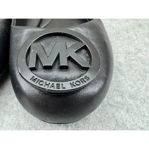 Michael Kors Lindsay Ballet All Black Leather Flats Blackout US 7.5 - EU 37 - Picture 7 of 11